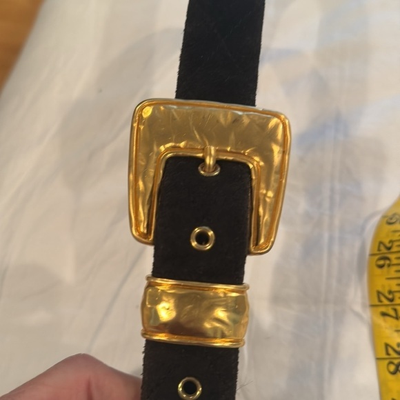 Fabrice Karel Vintage Black Suede Belt with Gold Buckle main image 4